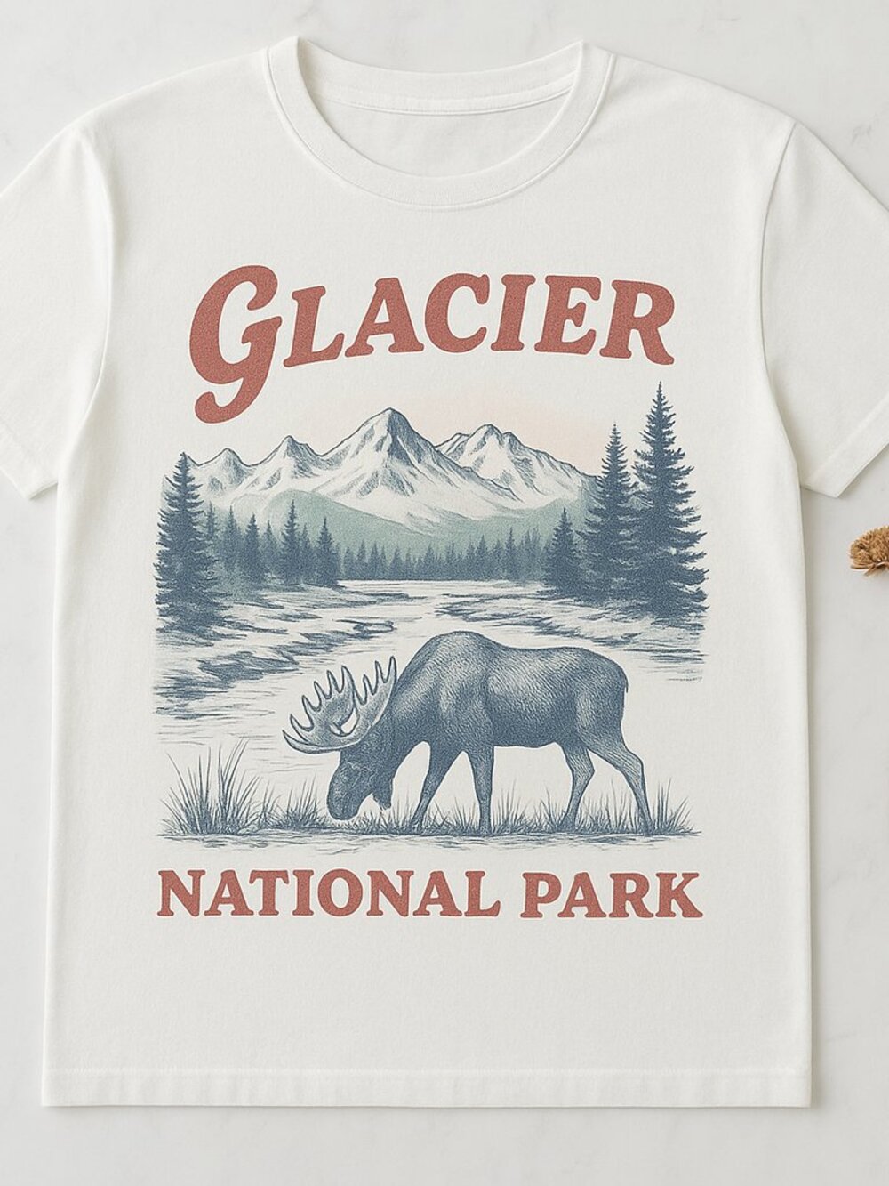 Glacier National Park Moose Graphic Tee | Vintage Mountain Wilderness